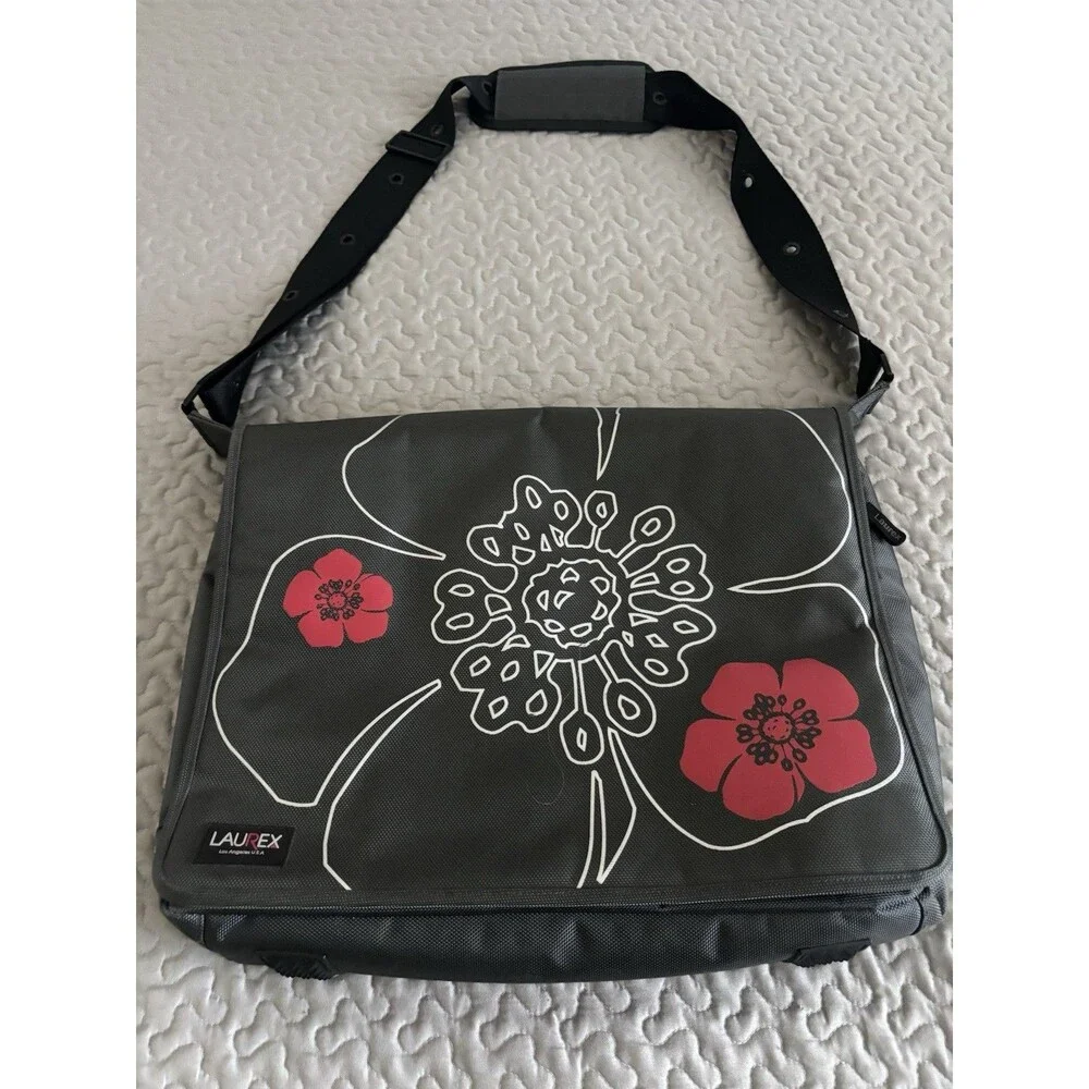 Laurex Messenger Bag Gray Floral 17